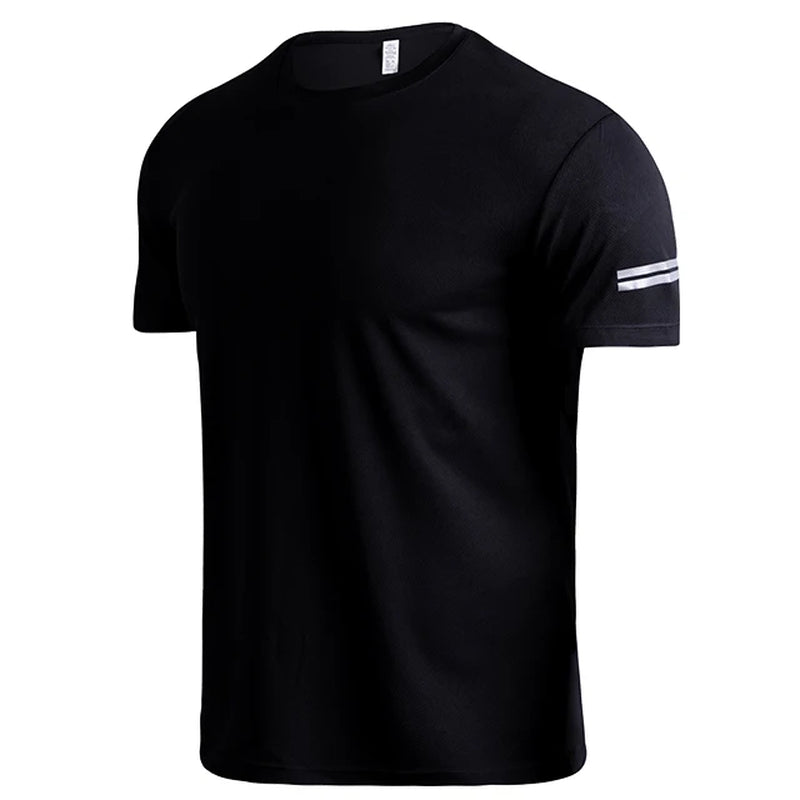 Customize LOGO Breathable Running Shirts Men Tops Tees Quick Dry Short Sleeve Gym Fitness T Shirt Reflective Strips Sportswear
